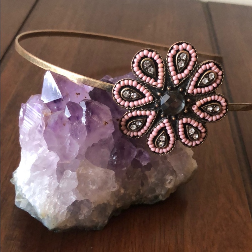 Copper Headband with Beaded Flower 🌸